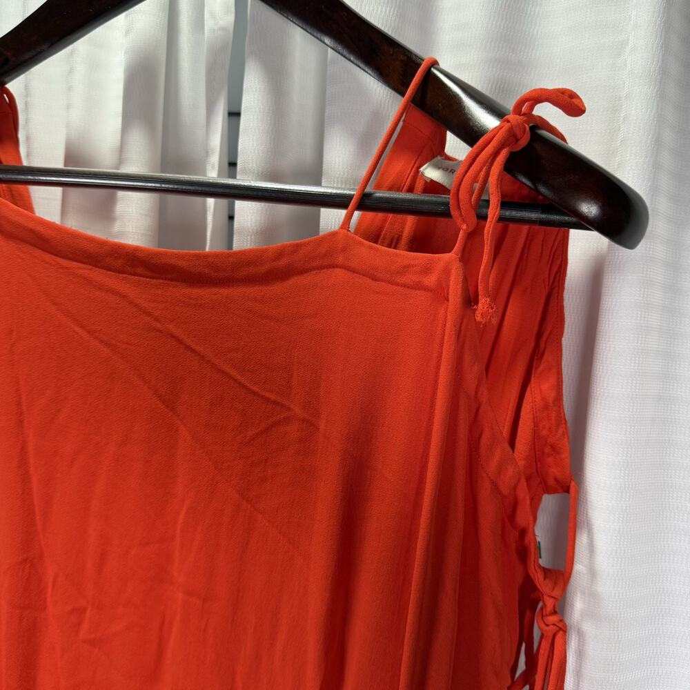 Tory Burch Evalene Maxi Dress Poppy Red Crepe Strappy Ties Gown Lined Size 12 L - Picture 4 of 12